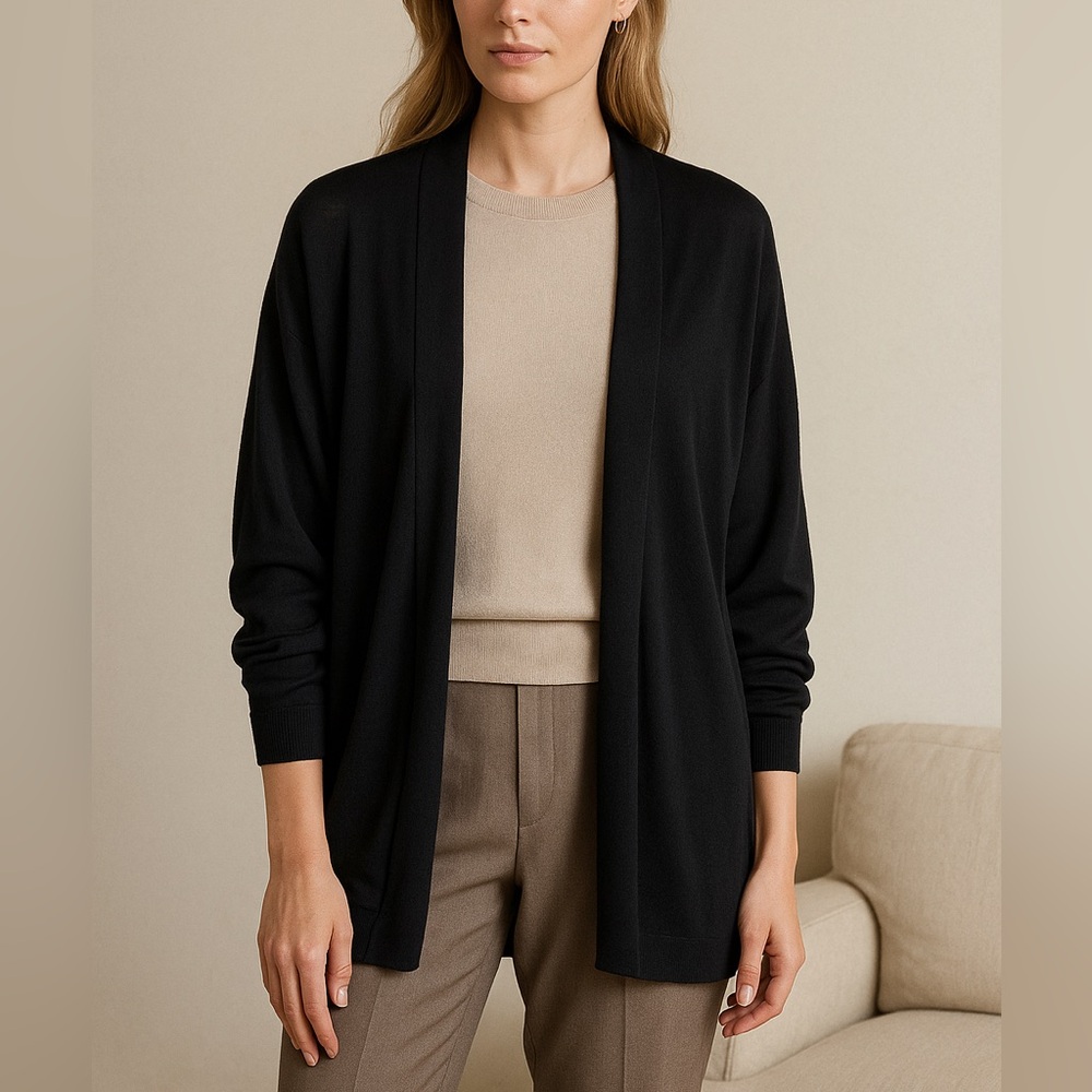 Polo Ralph Lauren Womens Large Black Mulberry Silk Blend Oversized Dolman Sleeve